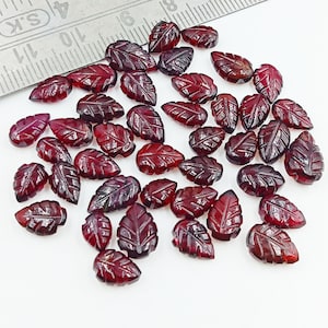 Carved Garnet Leaf Gemstone: Jewelry Making Crystals (5x6 to 7x10 mm)