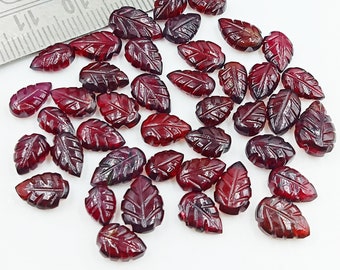 2,3,4,5 pieces Natural Garnet carved Leaf Gemstone, 5x6 to 7x10 mm Approx, Women jewelry making earring crystals gemstone jewelry Gift