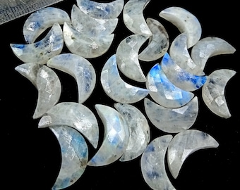 AAA Rainbow Moonstone Faceted Carved Moon Gemstone, Rainbow Moonstone Carved Faceted Star Charms, Wholesale Loose Beads for Jewelry, 16-18MM