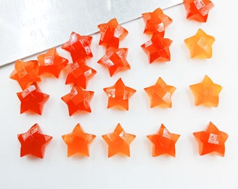 Perline di pietra preziosa naturale sfaccettata a forma di stella di corniola, 10 mm, stelle di pietra preziosa naturale per orecchini, ciondolo di cristallo di corniola e articolo per la creazione di gioielli