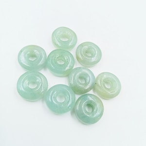 AAA Aquamarine Donut Beads, Plain Carved Gemstone 14mm, Blue Gemstone Pendant, DIY Jewelry Making, Healing Crystal Bead