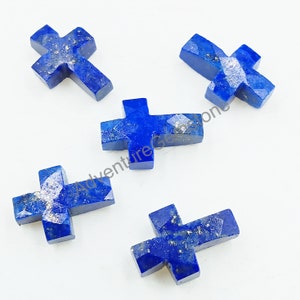 Natural Lapis Lazuli Cross Shape Beads ~ Healing & Protection Gemstone Beads ~ Faceted Lapis Beads ~ 15 MM Cross Charm Beads ~ Blue Beads