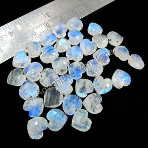 2,3,4,5 pieces Natural Rainbow Moonstone carved Faceted Heart Gemstone, 10 mm Approx, Women jewelry making earring crystals gems jewelry