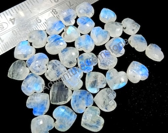 2,3,4,5 pieces Natural Rainbow Moonstone carved Faceted Heart Gemstone, 10 mm Approx, Women jewelry making earring crystals gems jewelry