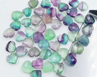 2,3,4,5 Pieces Natural Fluorite Carved Faceted Heart Gemstone, 10 MM Women Jewelry Making Earring Crystals Gemstone Jewelry Idea Beads
