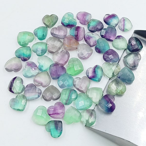 2,3,4,5 pieces Natural Fluorite carved Faceted Heart Gemstone, 10 mm Approx, Women jewelry making earring crystals gemstone jewelry idea