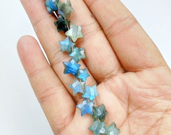 Labradorite Star Briolettes: Faceted, Hand Carved Gemstone Beads (10MM)