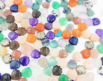 20 Pcs Multi Smooth Shell Carved Briolettes, Natural Multi Shell Shape Gemstone Beads, Loose Hand Carved Beads, Multi Shell Carving, (12 MM)