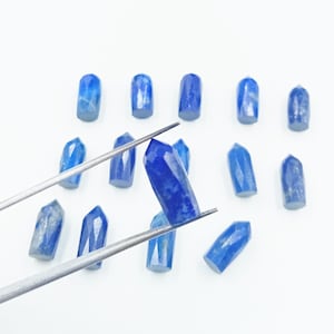 2, 3, 4, 5 stycken naturlig lapis lazuli fasetterad pekare ädelsten, 6 x 14 mm ca, idé för smyckestillverkning av örhängen med kristaller och ädelstenar