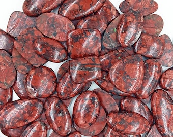 Red Jasper Cabochon Lot - Loose Gemstone for Jewelry Making (25 MM TO 50 MM), Oval, Pear, Teardrop, Round, Mix Shape Making For Jewelry Sale
