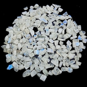 50 Rainbow Moonstone Raw Crystals: Natural Blue Flash (4-6 MM)