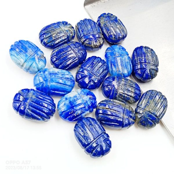 Lapis Lazuli Scarab Shape Gemstone, AAA Lapis Lazuli Insect Carved Gemstone, Insect Carving Beads, Lapis Lazuli Scarab Beads Carving 12x10MM