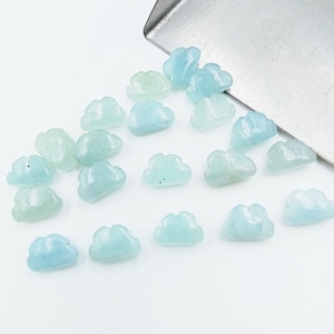 Aquamarine Cloud Gemstone: Carved Jewelry Beads (7x12 MM)