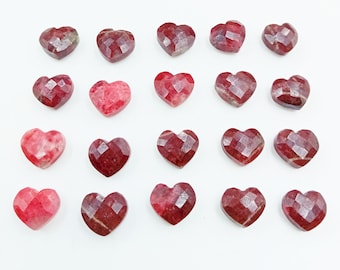 2,3,4,5 Pieces Natural Thulite Carved Faceted Heart Gemstone, 10 MM Women Jewelry Making Earring Crystals Gemstone Jewelry Idea Beads