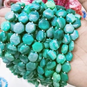 8" Strand Candy Opal Hexagon Beads 15-18 MM | Smooth Plain Stone Beads | Hand Carved Opal Beads | Women Jewelry Making Stone Beads | Gift