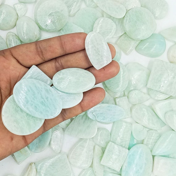 Natural Amazonite Gemstone - Wholesale Lot Cabochon - Amazonite Lot - Handmade Gemstone Polish - Mix Size and Shape - 15-30MM Making Jewelry