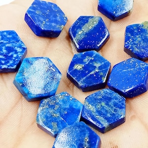 Lapis Lazuli Hexagon Gemstone: 13mm Carved Jewelry Making Supplies