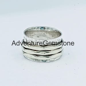 Handgemachter Sterling Silber Spinner Ring: Breite Band Fidget, Meditation Ring