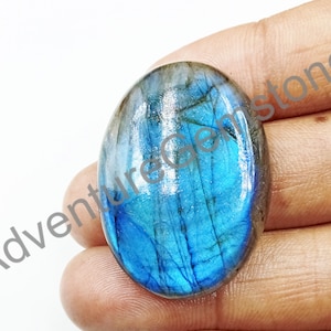 Fuego azul raro AAA+++ Calidad 1pcs Labradorita natural Forma ovalada lisa Cabujón suelto, Cabujón de diseño de joyería de labradorita, 37x27 mm #9