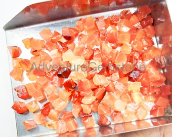 50 Orange Carnelian Gemstone Rough: Tiny Raw Loose Crystals (2-4 MM)