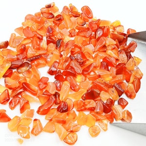 50 Raw Carnelian Gemstone Crystals: Natural Orange Rough Stones (6-8 MM)