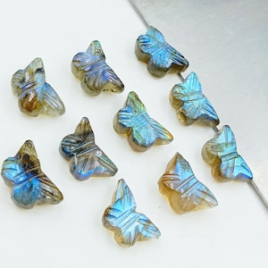 AAA++ Quality Natural Labradorite Butterfly Carving Shape Loose Briolette Gemstone, Hand Carved Labradorite Butterfly Beads, 12x7 MM Beads