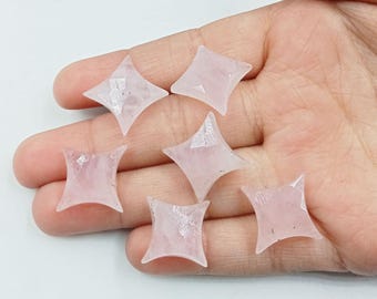 Briolette intagliate a forma di stella ninja in quarzo rosa, perle di pietra preziosa naturale a forma di stella in quarzo rosa, perle di quarzo sfuse a forma di stella per la creazione di gioielli, 14 mm