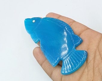 Natürliche Chalcedon Fisch schnitzen 100 MM, Hand geschnitzte volle Größe lose Edelstein Perle, Schmuck machen, Statement Fisch Perle