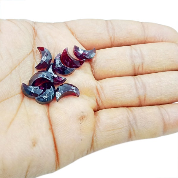 2,3,4,5 pieces Natural Mozambique Garnet faceted carved Moon Gemstone, 7x12 mm Aprox, Women jewelry making earring Garnet gemstone jewelry