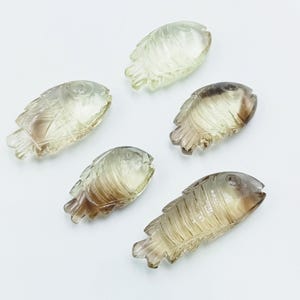 Awesome Quality Bio- Lemon Fish Carved Gemstone, Natural Quartz Fish Carving, Loose Hand Carved Gemstone, Jewelry Making 25mm Quartz BEADS