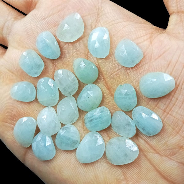 2,3,4,5pieces Natural Aquamarine faceted Irregular Rosecuts Gemstone, 5x7 to 8x10 mm Approx, Women jewelry making earring crystals jewelry