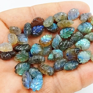 Labradorite Carved Leaf Gemstone Beads (7x10 MM)
