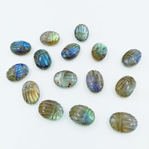 Labradorite Scarab Carved Gemstone Beads (12x10MM)
