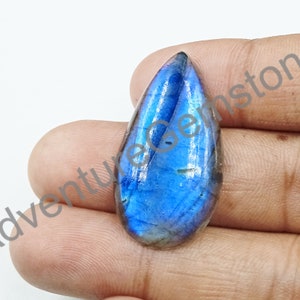 Raro Fuego Azul AAA+++ Calidad 1pcs Labradorita Natural Forma de Pera Lisa Cabujón Suelto, Cabujón de Diseño de Joyería de Labradorita, 35x19 mm #30
