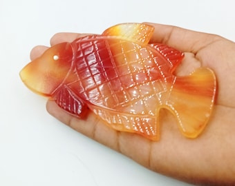 Natürliche Chalcedon Fisch schnitzen 100 MM, Hand geschnitzte volle Größe lose Edelstein Perle, Schmuck machen, Statement Fisch Perle
