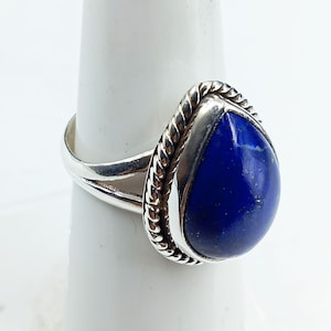 Handmade Lapis Lazuli Sterling Silver Ring: Cocktail Engagement Jewelry