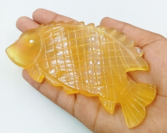 Natürliche Chalcedon Fisch schnitzen 100 MM, Hand geschnitzte volle Größe lose Edelstein Perle für die Schmuckherstellung, Statement Fisch Perle