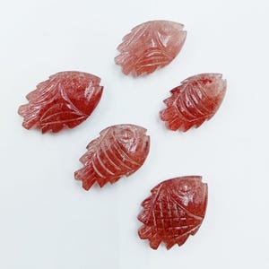 Awesome Quality Strawberry Quartz Fish Carved Gemstone, Natural Quartz Fish Carving, Loose Hand Carved Gemstone, Jewelry Making 25mm BEADS