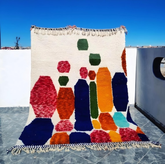 Colorful Beni Ourain Rug: Handmade Moroccan Wool Berber Carpet