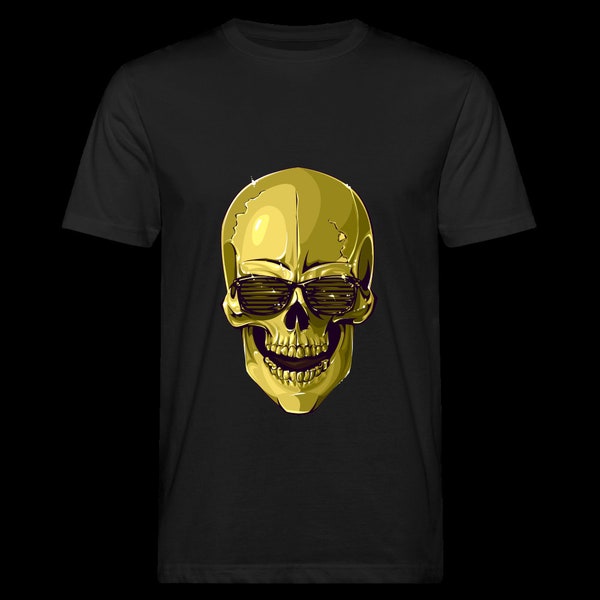 T-shirt tête de mort, chemise tête de mort dorée, T-shirt coupe classique pour hommes, chemise à col rond, T-shirt à manches courtes, chemise en coton faite à la main, cadeau pour lui