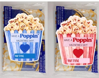 Have a Poppin’ Valentine Sticker | Popcorn Valentine Stickers | Classroom Valentine Treat Sticker | Valentine Favor Sticker