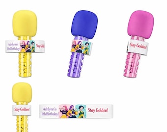 Personalized Microphone stay golden  • k pop demon hunters • Music Party Favor • Pop Star Theme • Fillable Mic Favor • Kids Birthday Favor