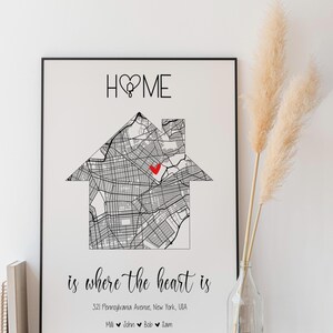 Regalo di inaugurazione della casa, la nostra prima casa, mappa della casa, regalo della prima casa per coppia, mappa artistica personalizzata, regali personalizzati per inaugurazione della casa, nuova casa