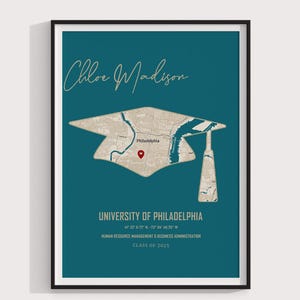 Regalo di laurea Stampa mappa personalizzata e cornice / Laurea universitaria Laurea Luogo del college Per lui Per lei Regalo di scuola superiore Campus