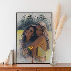 Bestie's birthday Portrait painting, faceless portrait, Personalized Gift for Best Friend, Gift for girlfriend, Friendship digital print