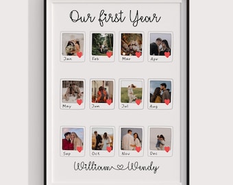 Custom Polaroid Photo Frame Anniversary Template, Anniversary Gift, 1st Anniversary Gift, Personalized Photo Frame, 1 Year Anniversary Gift