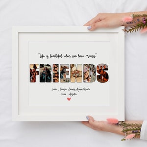 Best Friend Birthday Gift, Custom Friends word Photo Collage, Friendship&#39;s Day Gift, Best Friend Ever, personalized Printable BFF collage