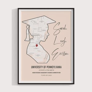 Cadeau de remise des diplômes universitaires pour lui, impression de carte de l'université, impression de carte de l'université, cadeau de remise des diplômes personnalisé pour elle, cadeau fille