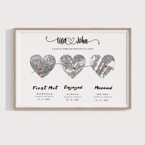 Cadeau pour la Saint-Valentin, cadeau petit ami, carte du lieu où nous nous sommes rencontrés, cadeau pour couple personnalisé, carte personnalisée, carte souvenir premier rendez-vous, où tout a commencé