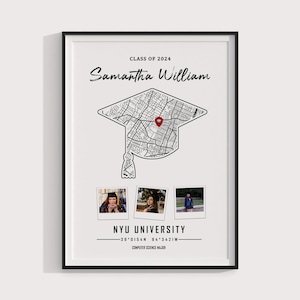 Mapa personalizado de cualquier universidad, mapa personalizado de la ciudad, escuela, campus, idea de regalo de graduación, doctorado, universidad, decoración de dormitorio, profesor, solar C B&N